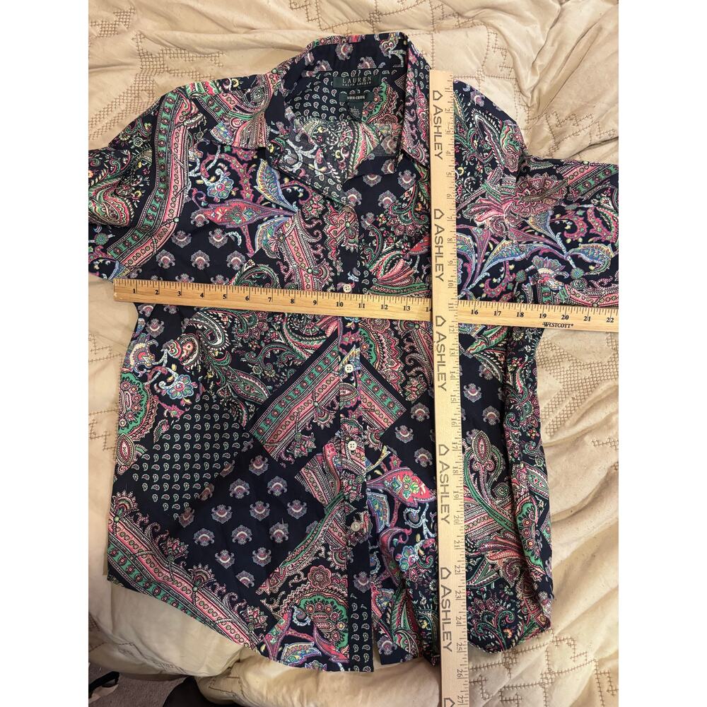 Lauren Ralph Lauren Paisley Patchwork Button Down Shirt Size Large - Picture 6 of 7